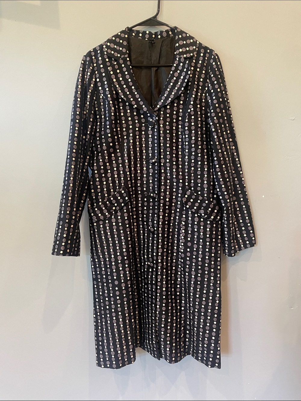 Black/dark blue  Polka Dot design  Long Coat lapis brand large